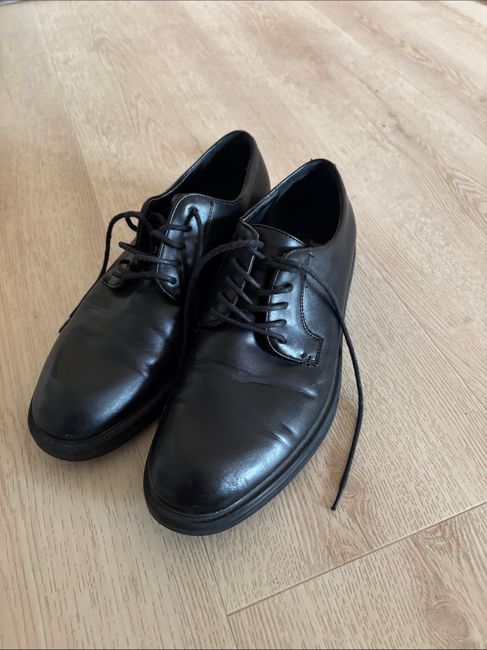 jf j.ferrar Black Leather Derby Dress Shoes